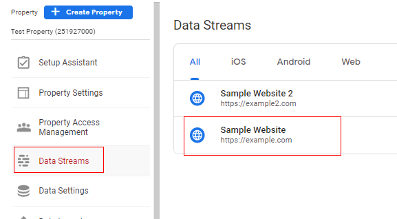 select data stream 1