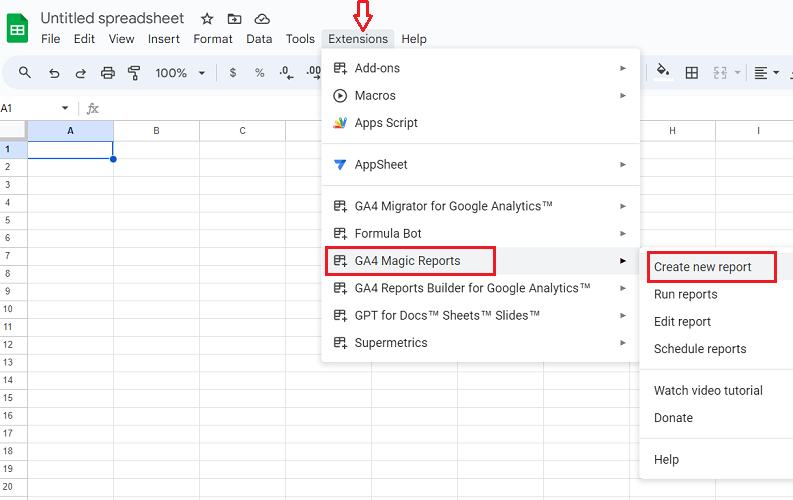 Create new report