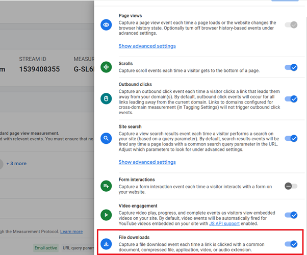 GA4 BigQuery - Tracking File Downloads 2 ‘File downloads enhanced measurement feature