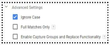 advanced settings regex table variable