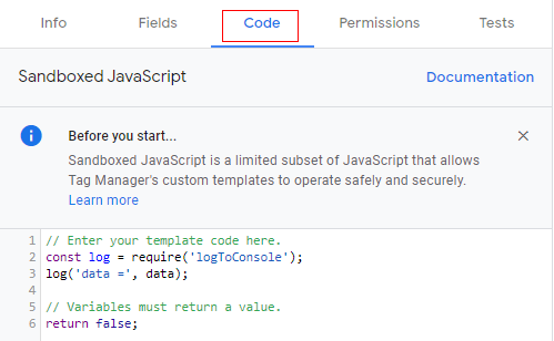 Code tab 1