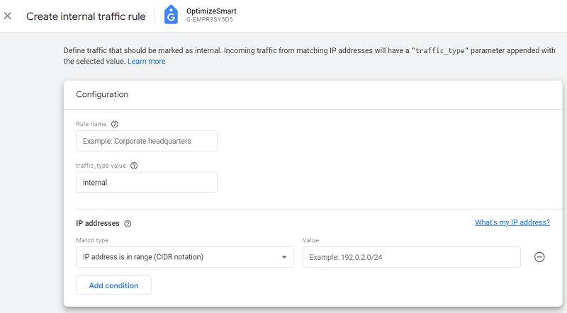 create internal traffic rule ga4