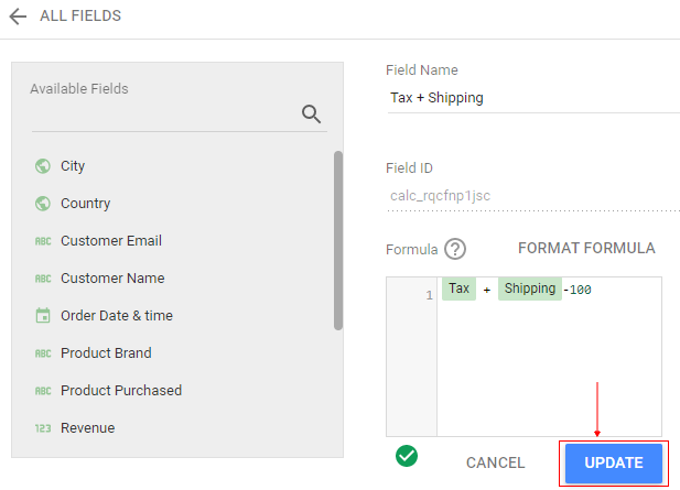 update formula