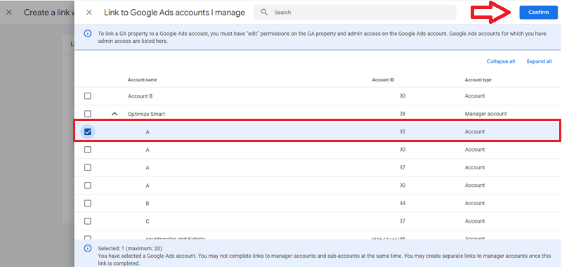 Link to Google Ads accounts I manage
