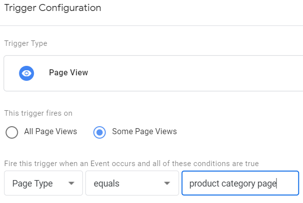 pagetype equals product category