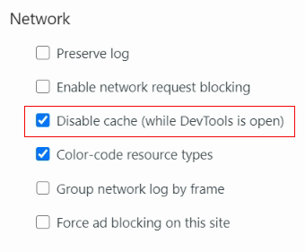 Disable Cache while DevTools is open