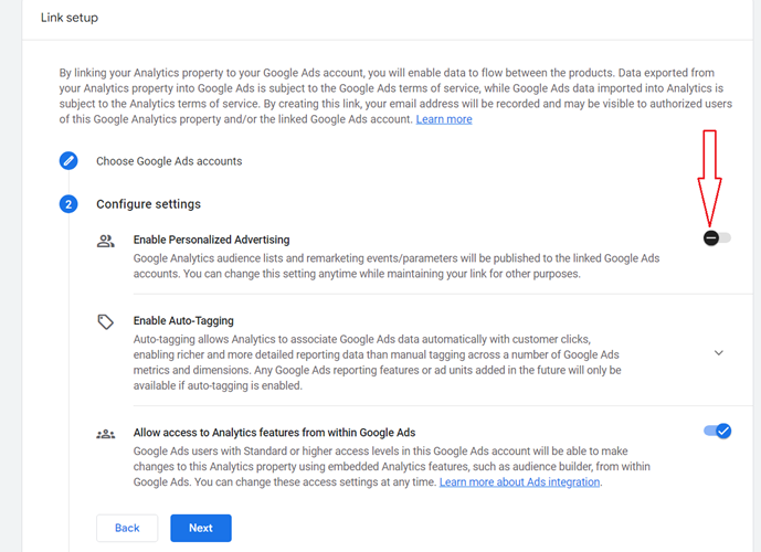 disable Personalized Advertising