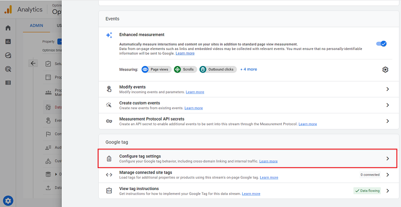 configure tag settings