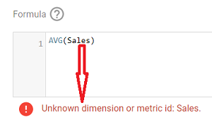 Unknow dimension or metric id: Sales