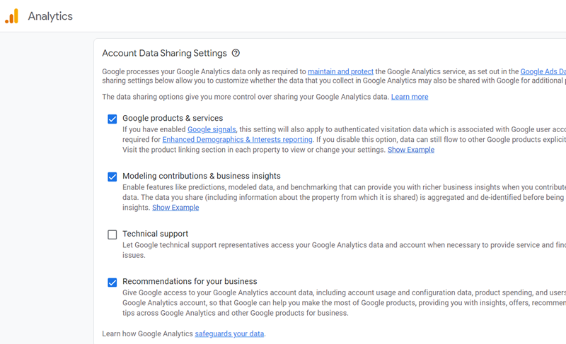 Scroll down and select the ‘Account data sharing settings