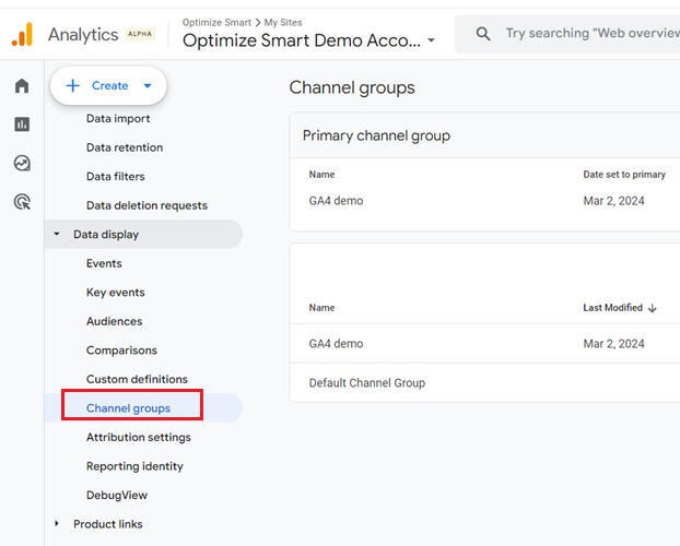 ga4 channel groups