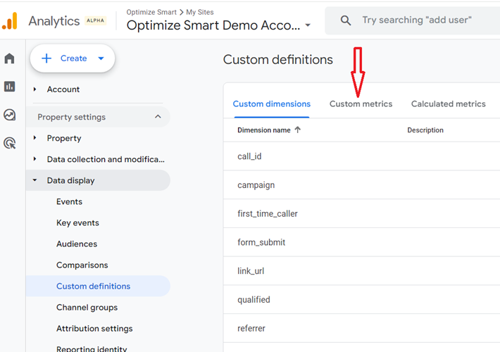 GA4 (Google Analytics 4) Custom Metrics Tutorial 19 the ‘Custom metrics‘ tab