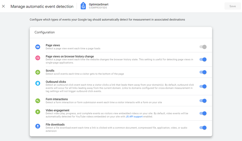 Manage automatic event detection in GA4 6 see the list of all the events that you can disable