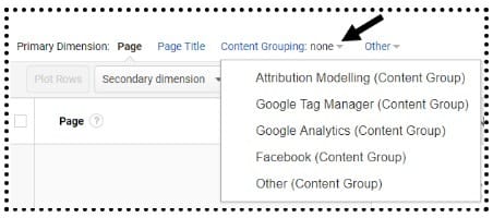 content grouping menu