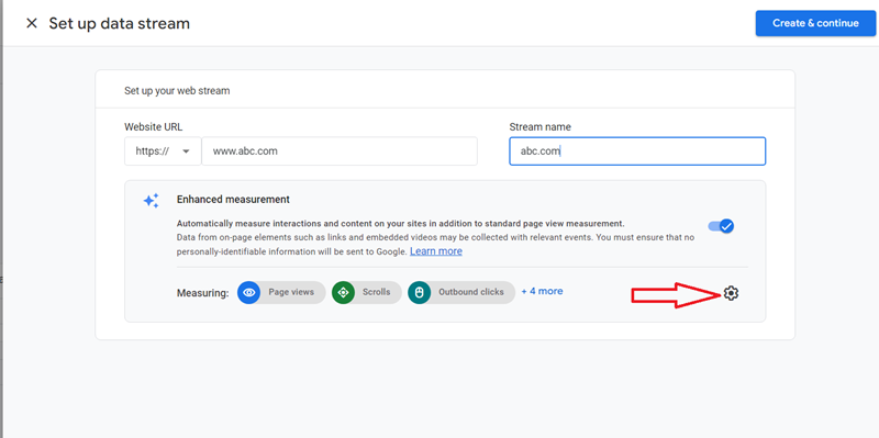 Click on the wheel button to configure enhanced measurement