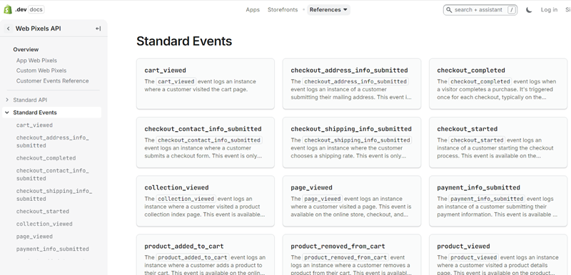 Shopify offers a set of standard customer events that you can subscribe to
