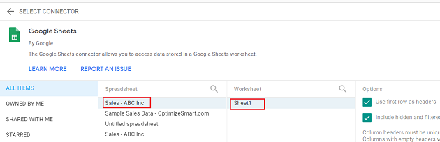 Find and click on your Google sheets document