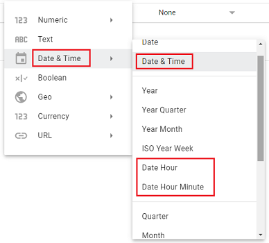 data types for absolute time in Google Data Studio