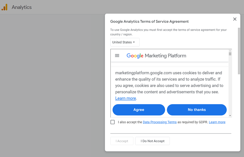 Google Analytics Terms of Service