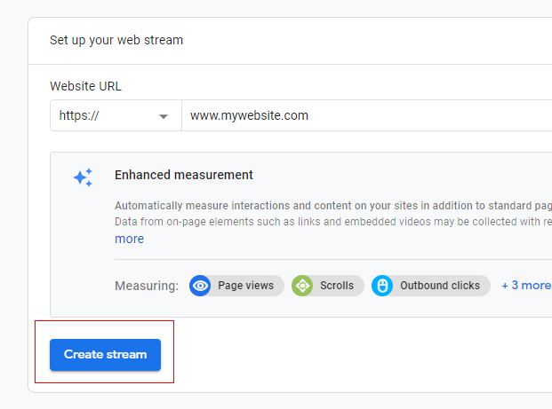 Create stream button