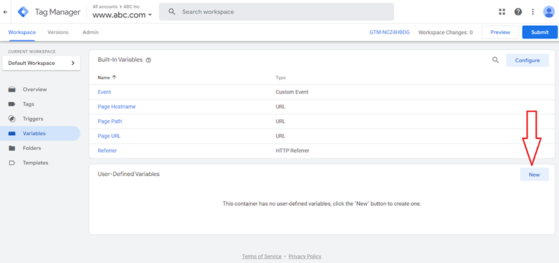 create a new user defined variable