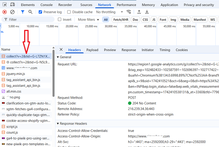 Is Safari Undermining Your Server-Side Tagging? 2 Find and click on the request URL for the main website