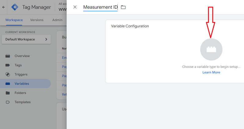 Choose a variable type to begin setup