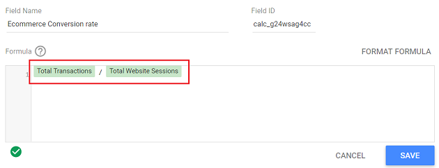The final formula to calculate the ecommerce conversion rate