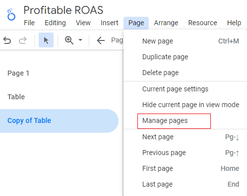 Manage pages 1