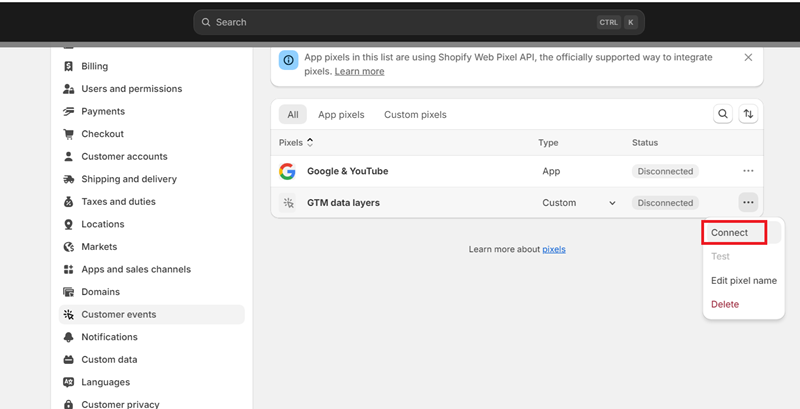 Connect your Google Tag Manager Custom