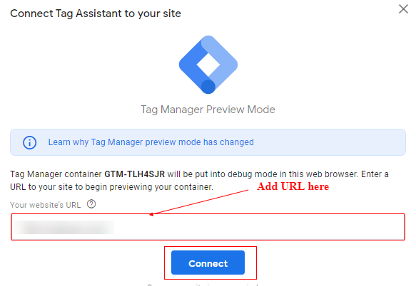 ADD URL and click on connect