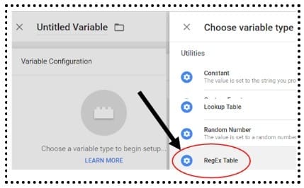 choose variable type menu