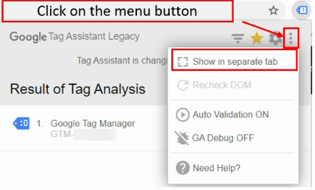 Click on the Google Tag Assistant icon again