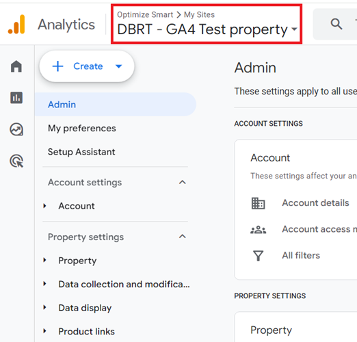 ga4 test property