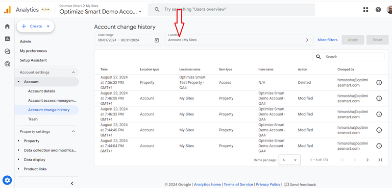 click on the ‘Location‘ drop down menu