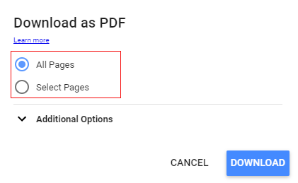 download options