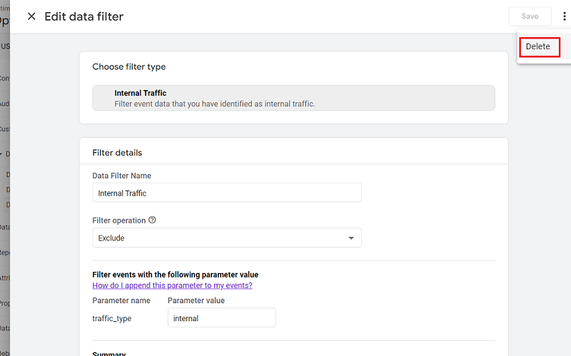 delete data filter ga4