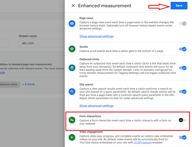 Disable ‘Form interactions‘ and then click on the ‘Save‘ button