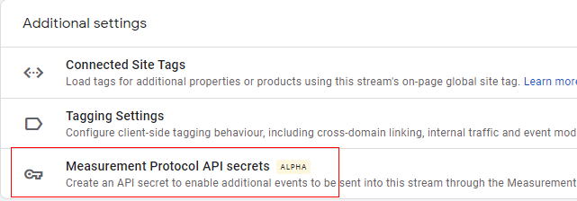 measurement protocol API secrets