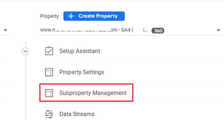 Subproperty Management ga4