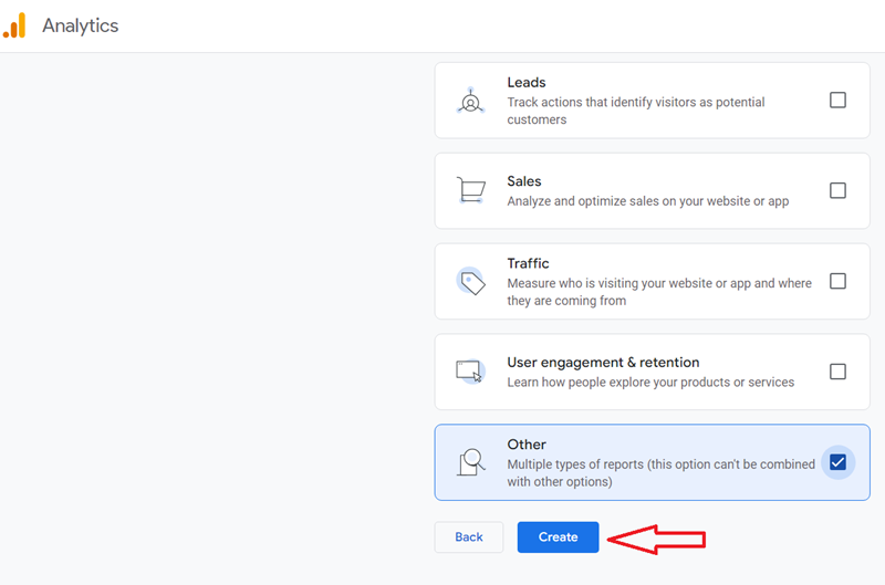 Scroll down and click on the ‘Create button