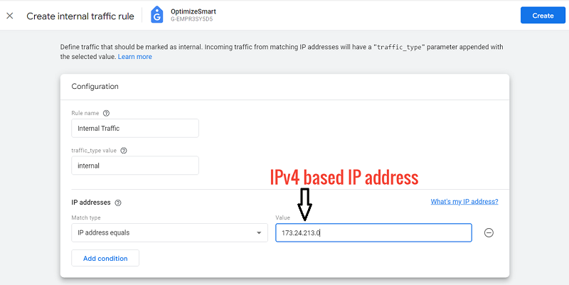 IPv4 based IP address ga4