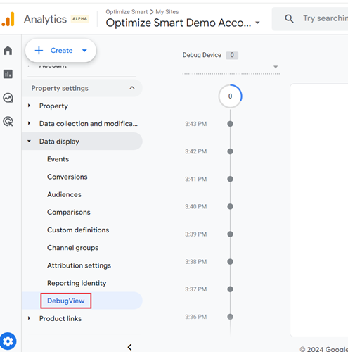 click on the ‘DebugView report under ‘Data Display