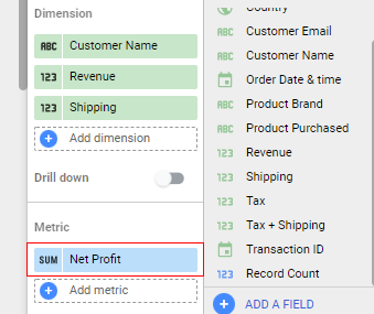 find calculated metric