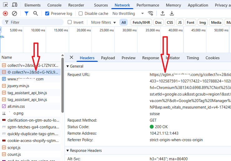 Is Safari Undermining Your Server-Side Tagging? 4 request URL for the SGTM domain