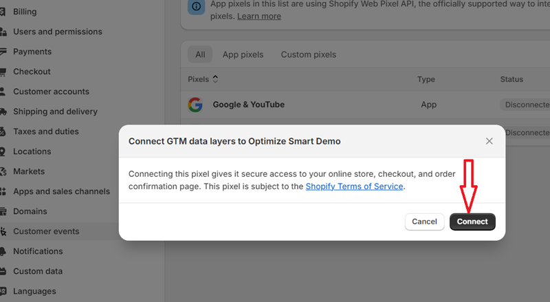 Click on the ‘Connect button
