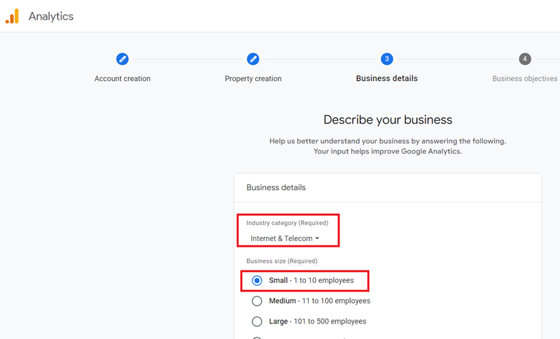 Select your industry category and business size