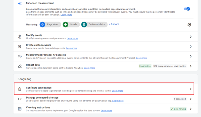Manage automatic event detection in GA4 3 Configure tag settings ga4 1