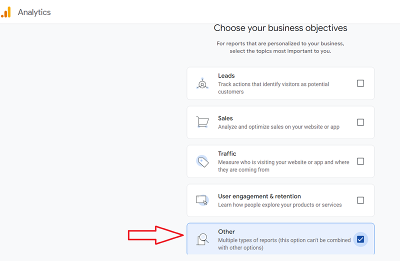 Specify how you intend to use GA4 with your business