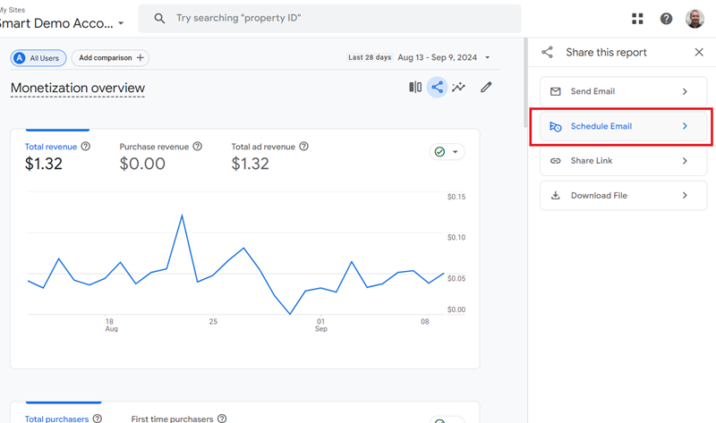 Click on ‘Schedule Email from the drop down menu